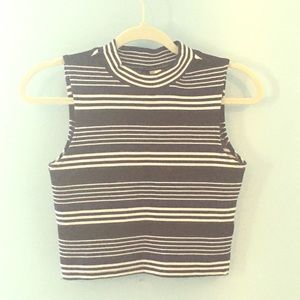 Divided striped tank: black, navy & white top